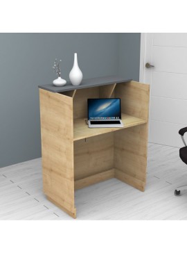 Γραφείο υποδοχής - reception Gemini Megapap χρώμα φυσικό οξιάς - ανθρακί 90x50x110εκ.