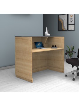 Γραφείο υποδοχής - reception Gemini Megapap χρώμα φυσικό οξιάς - ανθρακί 150x70x110εκ.