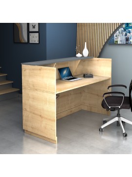 Γραφείο υποδοχής - reception Gemini Megapap χρώμα φυσικό οξιάς - ανθρακί 180x70x110εκ.