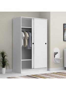 Ντουλάπα ρούχων Regio Megapap δίφυλλη συρόμενη χρώμα λευκό 120x60x200εκ.