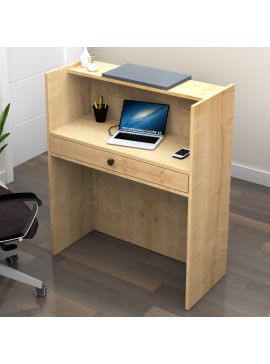 Γραφείο υποδοχής - reception Mezzo Megapap χρώμα φυσικό οξιάς - ανθρακί 90x40x110εκ.