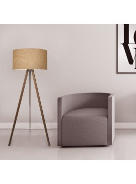 Φωτιστικό δαπέδου Rosling Megapap Mdf/ύφασμα Pvc χρώμα καρυδί/φυσικό 38x38x140εκ.