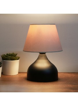 Φωτιστικό επιτραπέζιο Hubert Megapap ύφασμα/μέταλλο χρώμα γκρι/μαύρο 22x14x32εκ.