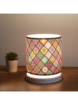Φωτιστικό επιτραπέζιο Hassard Megapap ύφασμα/Mdf χρώμα πολύχρωμο/λευκό 15x16x22εκ.