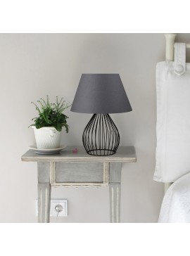 Φωτιστικό επιτραπέζιο Akerlind Megapap ύφασμα Pvc/μέταλλο χρώμα ανοιχτό γκρι/μαύρο 22x17x36εκ.