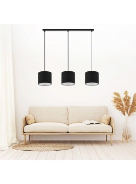 Φωτιστικό οροφής Morris Megapap E27 υφασμάτινο τρίφωτο χρώμα μαύρο 55x15x70εκ.