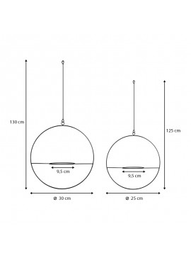 Βάση - ζαρντινιέρα κρεμαστή σετ 2τμχ μεταλλική για φυτά εσωτερικού και εξωτερικού χώρου χρώμα μαύρο Φ30εκ.