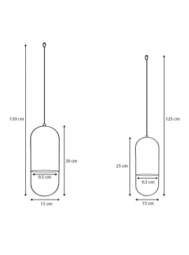 Βάση - ζαρντινιέρα κρεμαστή σετ 2τμχ μεταλλική για φυτά εσωτερικού και εξωτερικού χώρου χρώμα μαύρο Φ15εκ.