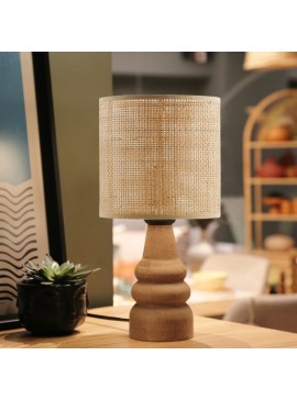 Φωτιστικό επιτραπέζιο Tino Megapap E27 pe rattan - ξύλο χρώμα φυσικό Ø15x32εκ.