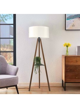 Φωτιστικό δαπέδου Thomas Megapap E27 Mdf/ύφασμα Pvc χρώμα καρυδί - κρεμ 38x38x135εκ.