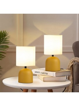 Φωτιστικό επιτραπέζιο Nehora Megapap E27 μεταλλικό - ύφασμα Pvc χρώμα κίτρινο - κρεμ Ø15x30εκ.