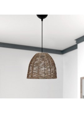 Φωτιστικό οροφής Cascais Megapap E27 από σχοινί μονόφωτο χρώμα φυσικό Ø31x70εκ.