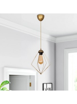 Φωτιστικό οροφής Nura Megapap E27 μεταλλικό μονόφωτο χρώμα χρυσό 24x24x72εκ.