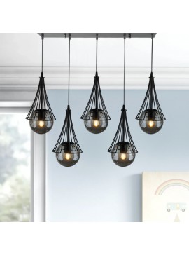 Φωτιστικό οροφής Chavi Megapap E27 μεταλλικό πεντάφωτο χρώμα μαύρο 80x10x90εκ.