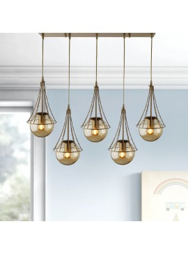 Φωτιστικό οροφής Chavi Megapap E27 μεταλλικό πεντάφωτο χρώμα χρυσό 80x10x90εκ.