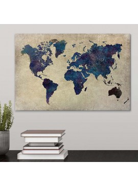 Πίνακας σε καμβά "World Map" Megapap ψηφιακής εκτύπωσης 75x50x3εκ. 0127943 arte-0127943