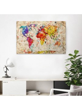 Πίνακας σε καμβά "Colorful World Map" Megapap ψηφιακής εκτύπωσης 75x50x3εκ. 0127945 arte-0127945