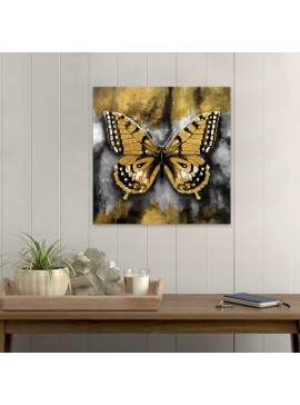 Πίνακας σε καμβά "Golden Butterfly" Megapap ψηφιακής εκτύπωσης 60x60x3εκ. 0206090 arte-0206090