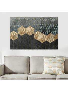 Πίνακας σε καμβά "Golden Cubes" Megapap ψηφιακής εκτύπωσης 100x70x3εκ.