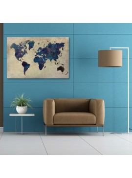 Πίνακας σε καμβά "World Map" Megapap ψηφιακής εκτύπωσης 125x80x3εκ.