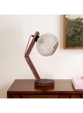 Φωτιστικό επιτραπέζιο Rope Megapap E27 ξύλινο - σχοινί χρώμα μπεζ - καρυδί Ø17x40εκ.
