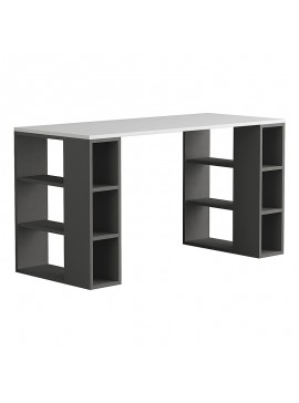 Γραφείο εργασίας Colmar Megapap χρώμα ανθρακί - λευκό 140x60x75εκ