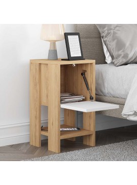 Κομοδίνο Ema Megapap χρώμα sapphire oak - λευκό 30x30x55εκ.