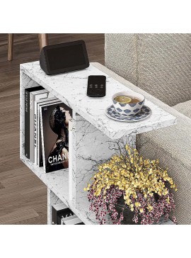 Βοηθητικό τραπεζάκι Homemania Megapap χρώμα λευκό εφέ μαρμάρου 60x20x60εκ.