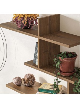 Ραφιέρα τοίχου Leo Megapap χρώμα ανοιχτό καρυδί 123x22x80εκ.