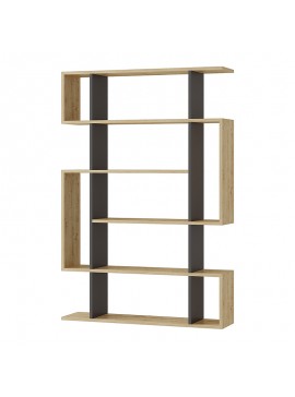 Βιβλιοθήκη Mito Megapap χρώμα sapphire oak - ανθρακί 108x25x161εκ.
