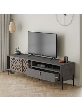 Έπιπλο τηλεόρασης Dionysos Megapap χρώμα γκρι ρετρό 170x45x48,6εκ.