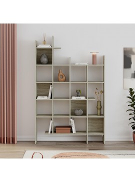 Βιβλιοθήκη Manco Megapap χρώμα neo travertine 122x25,5x188εκ.