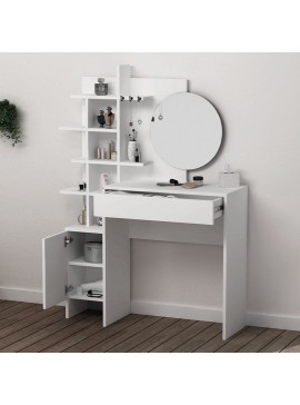 Τουαλέτα με καθρέπτη Mup Megapap χρώμα λευκό 105x35x151εκ.