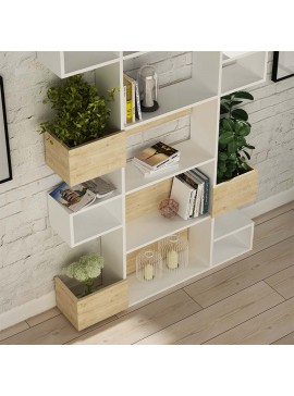 Βιβλιοθήκη Niho Megapap χρώμα λευκό - sapphire oak 120x25,3x171εκ.