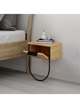 Κομοδίνο επιτοίχιο Norfolk Megapap χρώμα φυσικό οξιάς 33x25x44εκ.
