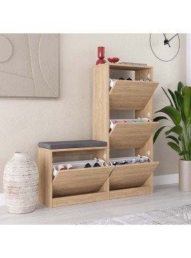 Παπουτσοθήκη Dude Megapap χρώμα φυσικό οξιάς 104,8x26x118,5εκ.