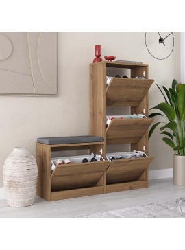 Παπουτσοθήκη Dude Megapap χρώμα ανοιχτό καρυδί 104,8x26x118,5εκ.