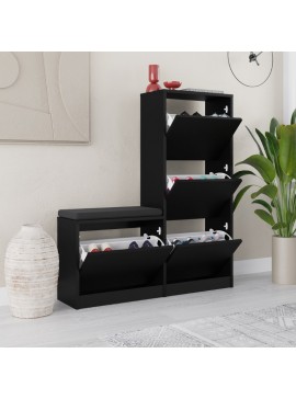 Παπουτσοθήκη Dude Megapap χρώμα μαύρο 104,8x26x118,5εκ.