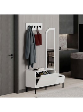 Έπιπλο εισόδου Mila Megapap με κρεμάστρα χρώμα λευκό 120x37x171,6εκ.