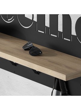 Κρεμάστρα τοίχου Welcome Megapap χρώμα μαύρο - sapphire oak 86x15,2x29εκ.