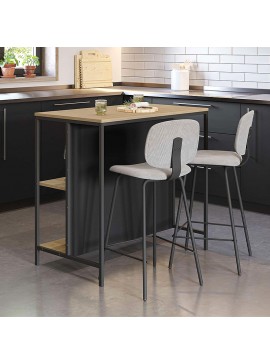 Τραπέζι μπαρ Detroit Megapap χρώμα sapphire oak - silky black 100x60x95εκ.