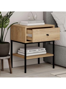 Κομοδίνο Lisa Megapap χρώμα saphhire oak 45x35x56εκ.