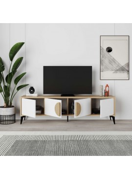 Έπιπλο τηλεόρασης Gora Megapap χρώμα sapphire oak - λευκό 180x35,6x51εκ.