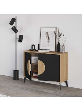 Μπουφές Gora Megapap χρώμα sapphire oak - silky black 110x40x82εκ.