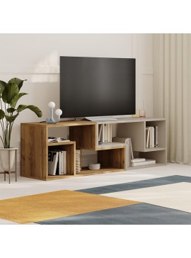 Έπιπλο τηλεόρασης Glis Megapap πολυμορφικό χρώμα ανοιχτό καρυδί - sandstone 145x35x44,8εκ.