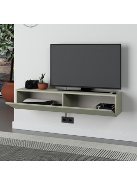Έπιπλο τηλεόρασης επιτοίχιο Francy Megapap χρώμα ash green 135x31,7x25εκ.