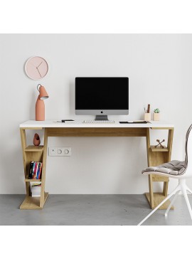 Γραφείο εργασίας Papillon Megapap χρώμα sapphire oak - λευκό 137x60x75εκ