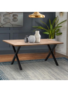 Τραπέζι Jeremy Megapap Mdf - μεταλλικό χρώμα ακακίας 140x80x75εκ.