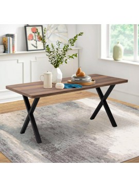 Τραπέζι Jeremy Megapap Mdf - μεταλλικό χρώμα καρυδί 160x80x75εκ.