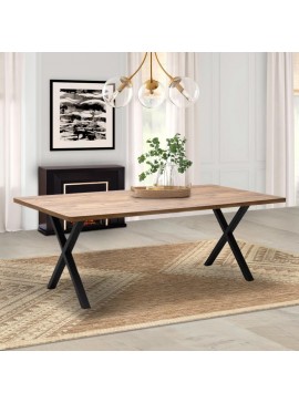 Τραπέζι Jeremy Megapap Mdf - μεταλλικό χρώμα ακακίας 200x100x75εκ.